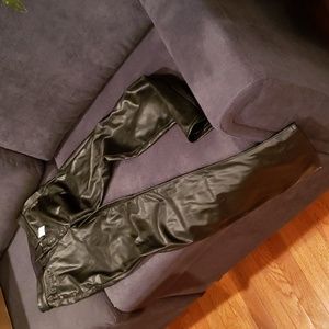 Vegan leather boot mid rise woman's pants